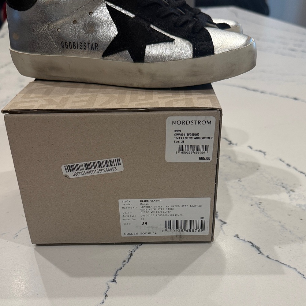 Golden Goose Silver and Black Women's Sneakers - Picture 2 of 7